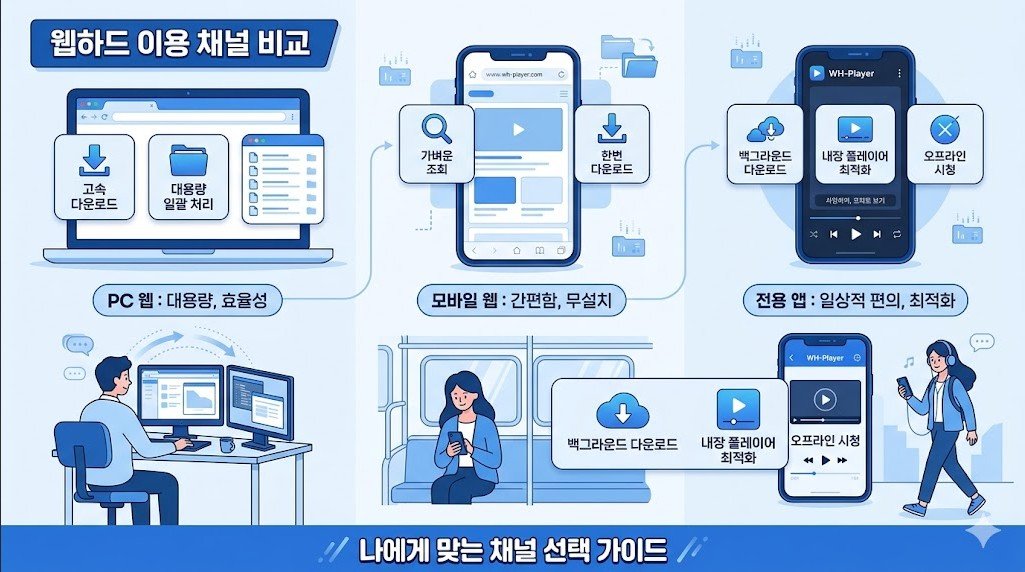 모바일 웹하드 이용 가이드 — 앱 vs 모바일웹 vs PC
